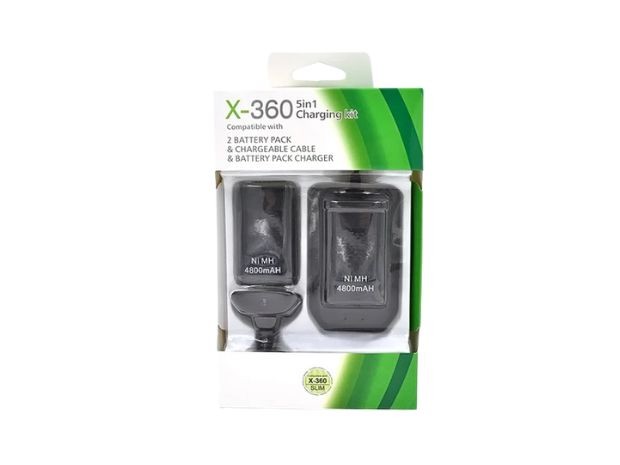 &u+  KIT XBOX 360 5 EN 1 BATERIA + CABLE JUEGA